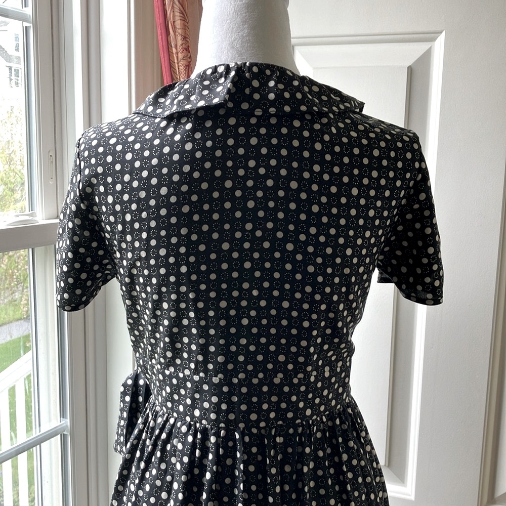 J. Crew Silk Wrap Polka-Dot Dress Black/White Size 4 - Picture 10 of 16